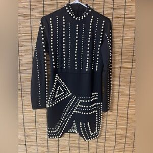 Black Dress with White Beaded Design